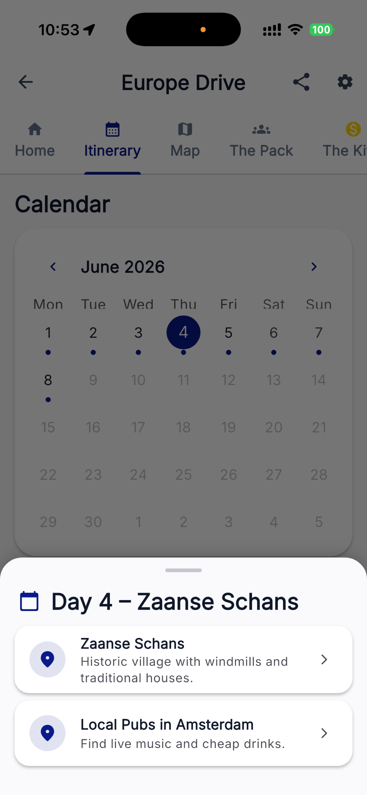 Calendar view